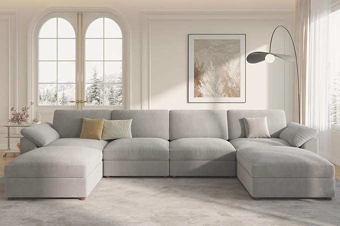 EASE MOOSE Modular Sectional Sofa,Oversized U Shape Sectional Couch with Ottoman,Wide Deep Modular Cloud Couch,Removable Cover