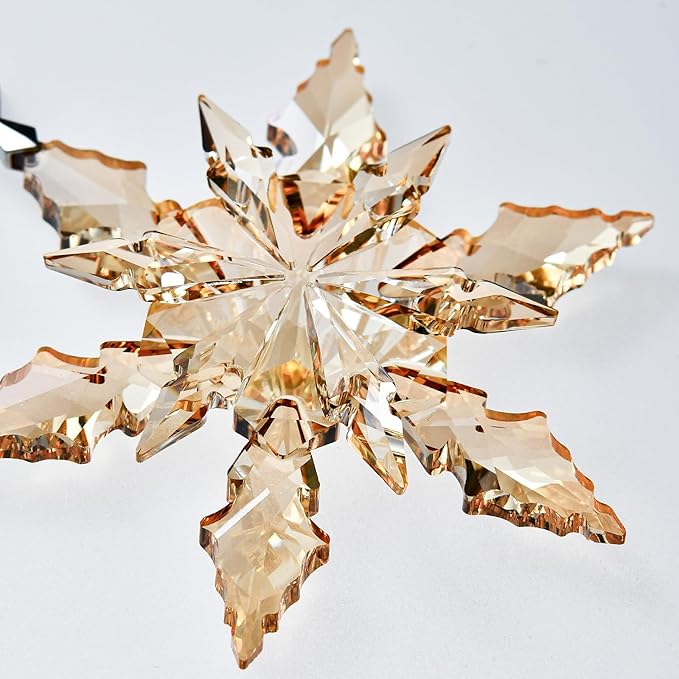 2025 Edition Crystal Snowflake Ornament Christmas Tree Ornament Home Decor Gift (2025-Champagne)