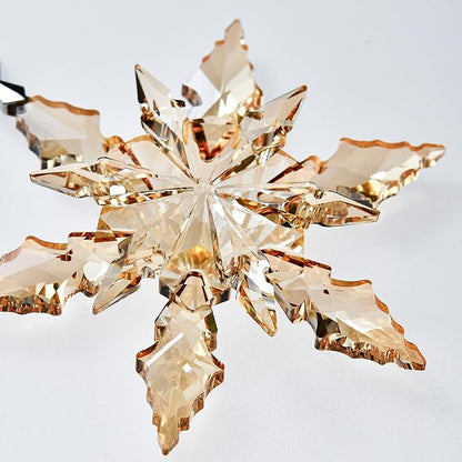 2025 Edition Crystal Snowflake Ornament Christmas Tree Ornament Home Decor Gift (2025-Champagne)