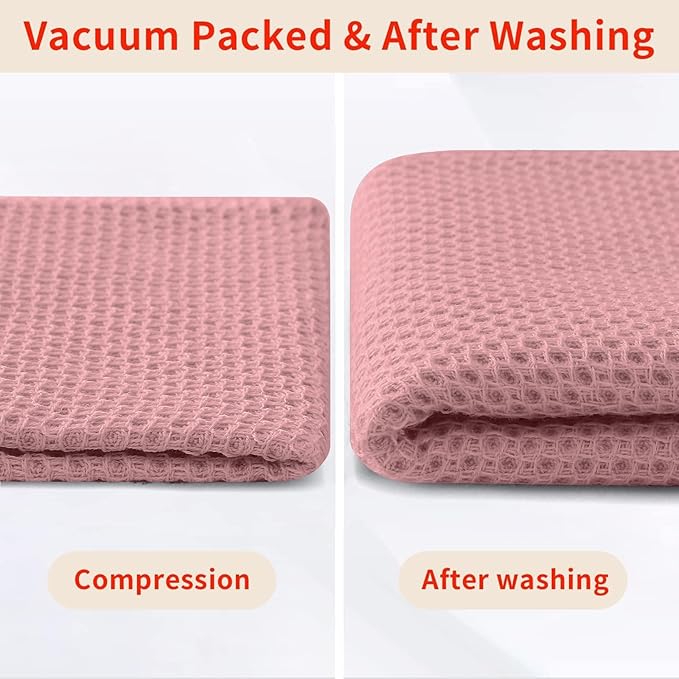 Homaxy 100% Cotton Kitchen Towels and Dishcloths Set, 12 x 12 Inches and 13 x 28 Inches, Set of 10 Bulk Kitchen Towels Set, Ultra Soft Absorbent Dish Cloths for Washing Dishes, Dried Rose