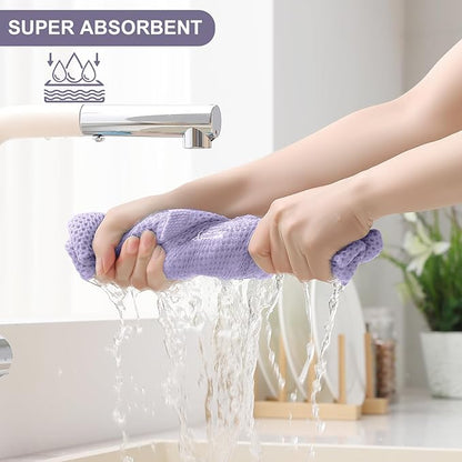 Homaxy 100% Cotton Kitchen Towels and Dishcloths Set, 12 x 12 Inches and 13 x 28 Inches, Set of 8 Bulk Kitchen Towels Set, Ultra Soft Absorbent Dish Cloths for Washing Dishes, Lavender