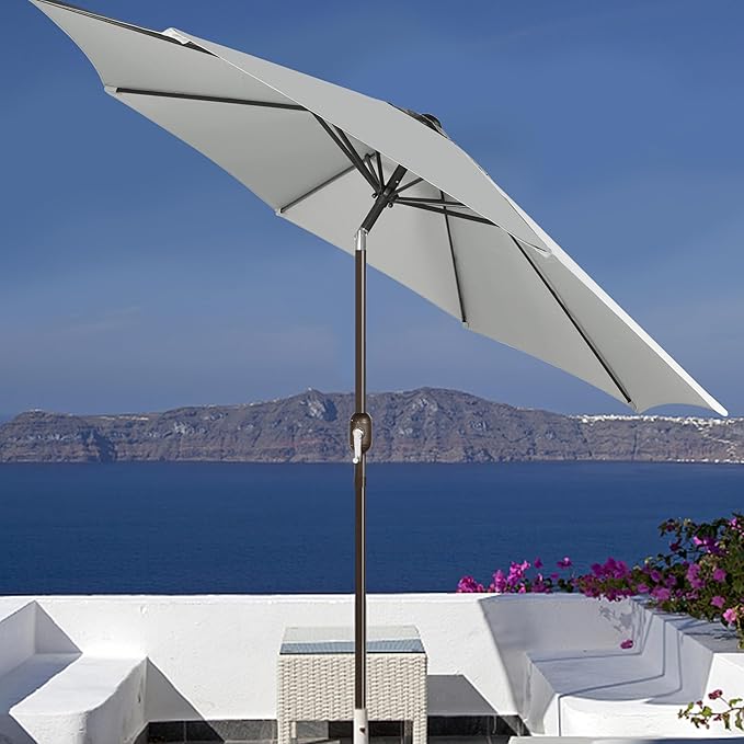 Blissun 9' Outdoor Patio Umbrella, Outdoor Table Umbrella, Yard Umbrella, Market Umbrella with 8 Sturdy Ribs, Push Button Tilt and Crank