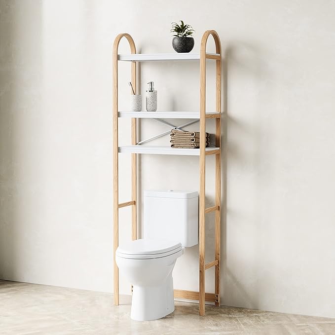 Umbra Bellwood Over-The-Toilet Shelf for Bathroom or Powder Room, White/Natural