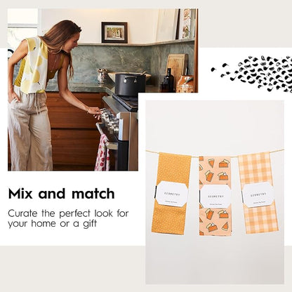 GEOMETRY Fall Kitchen Towels Quick Dry Microfiber Premium Towel Harvest Hues 2 Pack Set 18x30