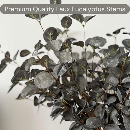 RyddeligHome 6 Branches Artificial Tree Long Eucalpytus Stems for Tall Vase, Eucalyptus Centerpieces for Tables, 23" Dusty Green Faux Stems for Vase, Realistic Greenery Branches Fillers for Home Décor