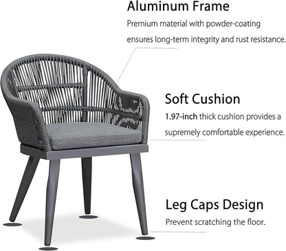 PURPLE LEAF 11 Pieces Patio Dining Set with Outdoor Aluminium Dining Table and Woven Rattan Chairs Modern Metal Furniture Cushions Sets for Garden Yard Indoor Decor Kitchen Grey