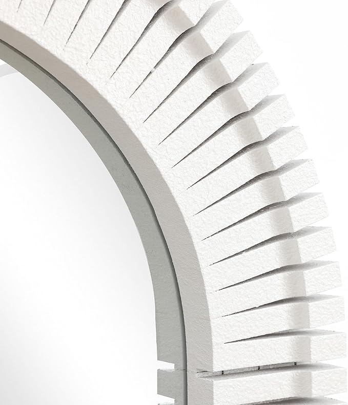 LuxenHome Arched Wall Mirror for Bathroom, 24"x35.5" Large Wood Framed Wall Mounted Decorative Vanity Mirror for Living Room Bedroom Decor, Hanging Sculptures Accent for Entryway Office Home Decor