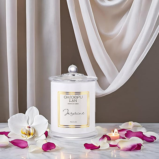 Chloefu LAN Jasmine Candle, Mothers Day Gifts Candles for Women, Scented Candles for Home Decor, Luxury White Natural Soy Candle, Wedding, Bachelorette & Bridal Shower Gift for Bride, 70 Hours 10 oz