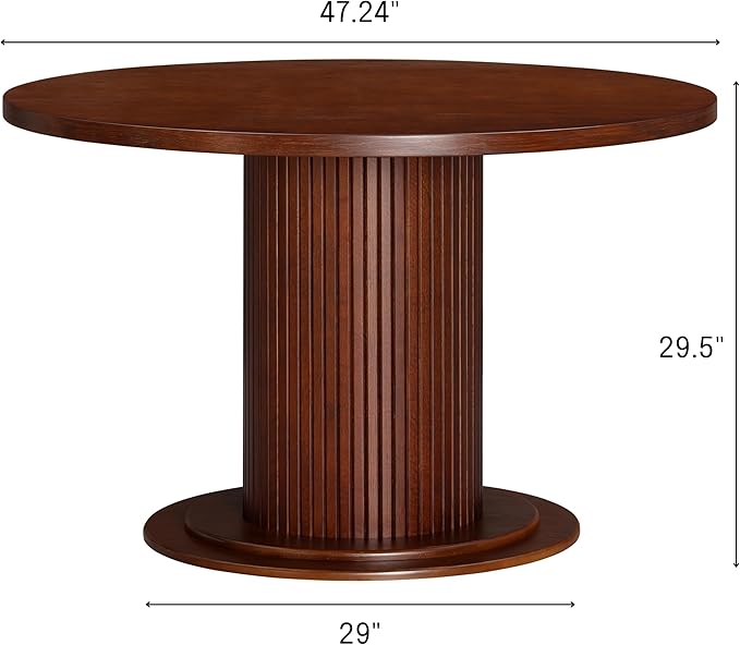 NTC Summit 47 Inch Modern Design, Round Dinner Table for Dining Room, Living Room Furniture, Effortless Assembly, Dark Walnut