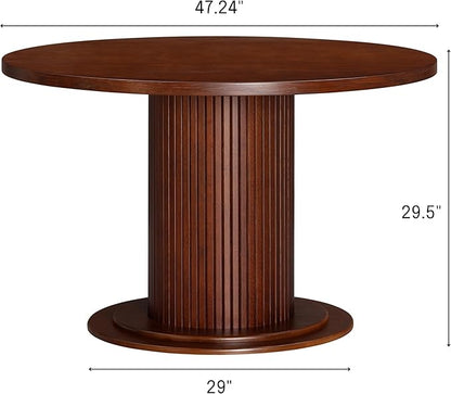 NTC Summit 47 Inch Modern Design, Round Dinner Table for Dining Room, Living Room Furniture, Effortless Assembly, Dark Walnut