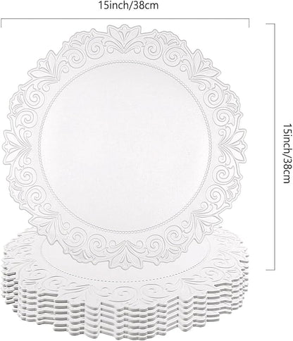 Noctiflorous Round Faux Leather 15 Inch Placemats Set of 6 Waterproof Wipeable Heat Resistant Tablemat for Dining Table Kitchen Non Slip Washable Oilproof Table Place Mat(White, 6)