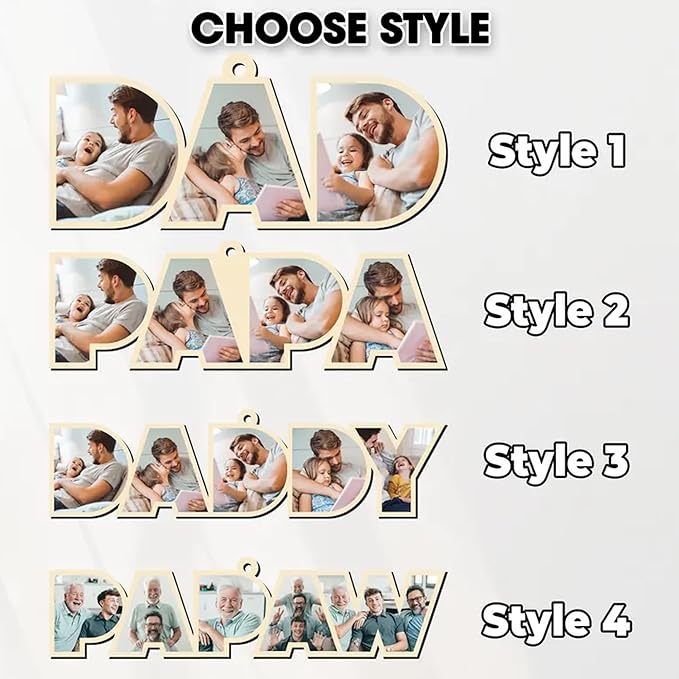 Custom Dad Photo Ornament 2025, Dads Christmas Ornaments, Papa Photo Collage, Personalized Wooden Family Ornament 2025, Special Dads Gift, for Papa, New Dad Gift