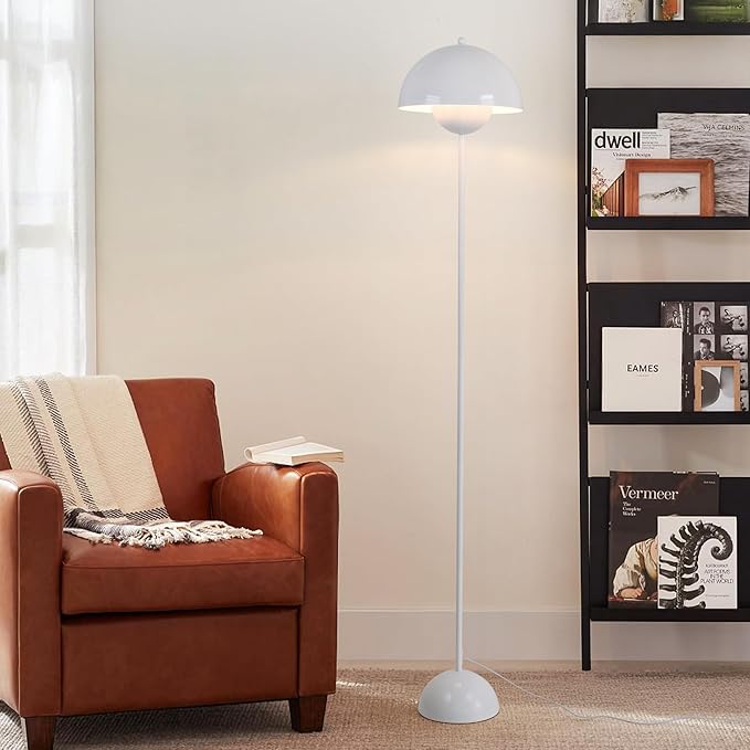 COSYLUX Modern Floor Lamp for Living Room, Industrial Tall Standing Lamp for Bedroom, Metal Shade Reflecting Light Reading Floor Lamp for Office, Nursery Room, Corner(Bright White)