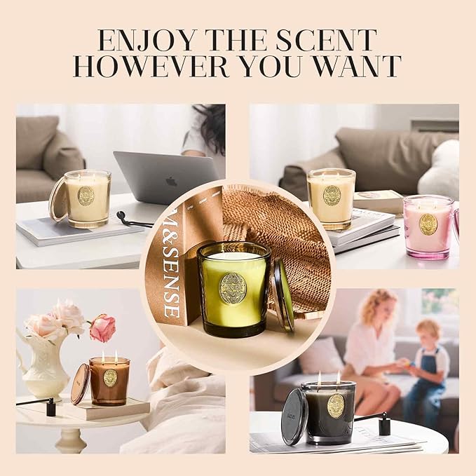 M&SENSE Large Two-Wick Soy Candle | Espresso Hot Fudge & Brown| 19.8 oz, 120H Burn Time | Luxury Scented Candle for Relaxation, Gifting, Home Décor | Ideal for Bedroom, Office, Party Ambiance