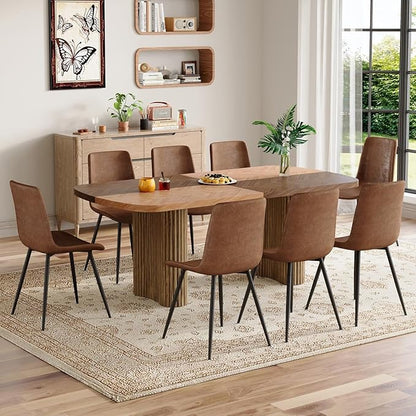 Dining Table Set for 8 - Large 78.7" Rectangular Kitchen Table Set for 8 with Cushioned Chairs,Modern Mid-Century Wood Dining Room Table Sets for 8 Ideal for Kitchen & Gatherings