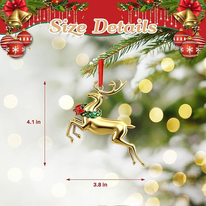 Deer Christmas Ornaments 2025 for Holiday Party Decor, Metal Ornament for Home, Xmas Gift Cute Tree Decorations