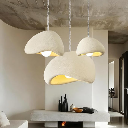 Wabi Sabi Pendant Lights,11.8in White Modern Pendant Light Resin Hanging Lamp Kitchen Island Lighting Modern Japandi Chandelier for Dining Room Bedroom Hallway Restaurant Foyer
