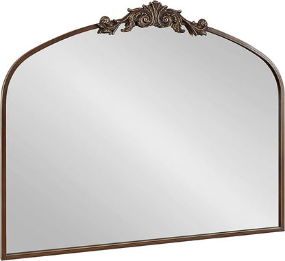 Kate and Laurel Arendahl Ornate Traditional Arched Mirror; 36 x 29; Bronze; Decorative Baroque Style Arched Wall Mirror with Wide Frame and Crown