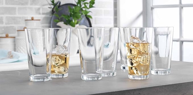 Glaver's Beer Pint Glasses Set of 6, Highball Glass 17 oz Tall Drinking Glasses Everyday Stackable Water Glass Cups Home Bar Cocktail Glassware