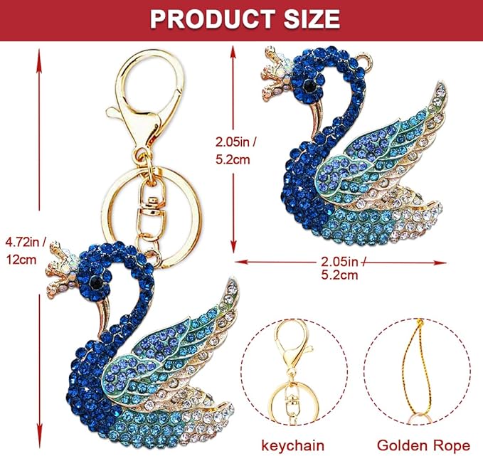Blue Swan Christmas Ornaments 2025, Handmade Metallic Ornament with Rhinestone, Elegant Cute Ornament for Christmas Tree, Beautiful Ornaments for Kids, Girls,Women