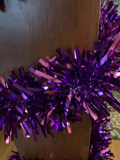 TCDesignerProducts Purple Metallic Twist Garland - 4" x 25' roll, Parade Float Decorations for Trailer Or Golf Cart, Metallic Tinsel Garland, Christmas Garland Décor for Home and Party