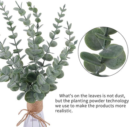 CEWOR 24pcs Eucalyptus Stems Artificial Eucalyptus Leaves Fake Greenery Branches Fake Flowers for Wedding Centerpiece Spring Easter Farmhouse Home Decoration