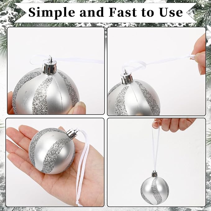 JUNEBRUSHS 300Pcs Christmas Ornament Ribbon Hangers, Hand Tied Ornaments String Ties Ornament Loops Thin Ribbon for Christmas Tree Hanging Decoration White