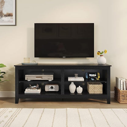 Panana TV Stand, Classic 4 Cubby TV Stand for 60 inch TV, Entertainment Center Media Television Stand for Living Room Bedroom (Black, 55 inch)