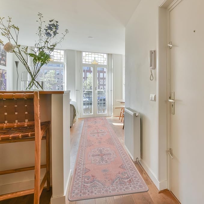 Washable Runner Rug Hallway Carpet : 2x8ft Stain Resistant Entryway Runner No Crease Non Slip Laundry Room Floor Rug for Indoor Kitchen Bedroom Bedside Entryway Entry Foyer Dining Office Farmhouse