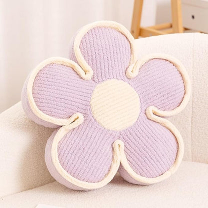 Flower Pillow, Soft Shaped Floor Cushion, Decorative Throw Pillow, Cute Seating Cushion, Plush Pillow for Sofa Couch Bed (17.7 Inch, Lavender)