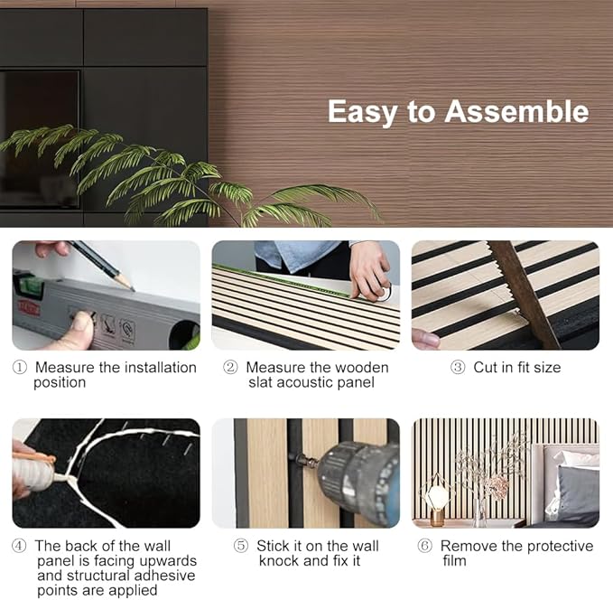 2PCS Wood Slat Acoustic Wall Panels for Ceiling and Wall Decor 3D Fluted Sound Absorbing Textured Panel with Wood Finish 108"×6" (Maple Light)