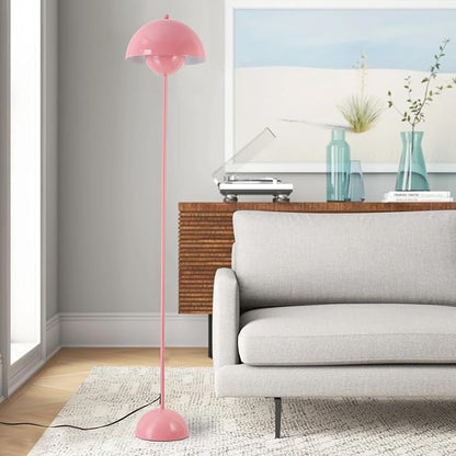 Modern Floor Lamp for Living Room, Industrial Tall Standing Lamp for Bedroom, Metal Shade Reflecting Light Reading Floor Lamp for Office, Nursery Room, Corner(Light Pink)