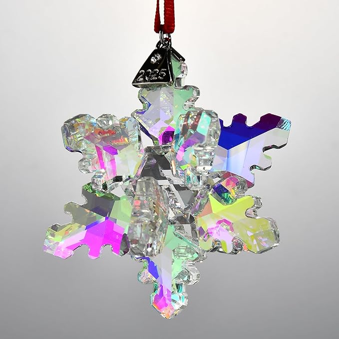 Annual Edition 3D Ornament 2025 Crystal Christmas Ornaments,Christmas Tree Ornaments Crystal Sun Catcher Home Hanging Decor,Holiday Christmas Decor & Collector’s Gift (3D-Colorful)