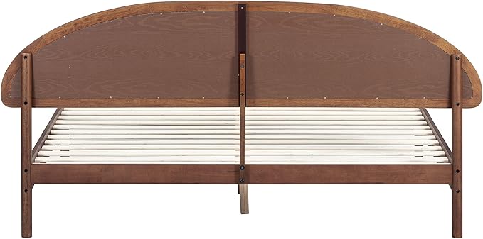 NTC Gem Wooden Bed Frame with Headboard and Natural Rattan, Solid Oak/Rubber Wood Foundation with Silent Slats, 1000 Lb Capacity, Effortless Assembly (Natural Cane - Dark Walnut, King)