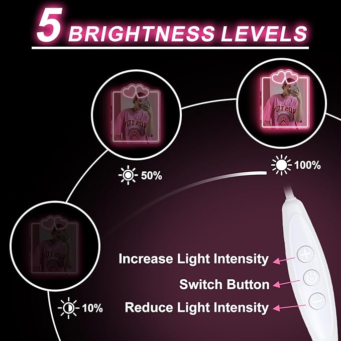 Heart Mirror Neon Sign, Beauty Salon Mirror Decor, Dorm Room, Valentine's Day Gifts,Gifts For Her, Vanity Wall Hallway Decor, Girls Room, Boho Mirror Wall Sign Art Gift