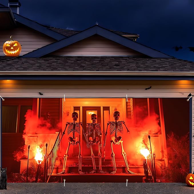 6 x 13 ft Halloween Garage Door Decorations Halloween decorations Witch Door Cover, Hanging Banner, Cauldron Backdrop Mural for Home, Outdoor, Indoor, Spooky Party, Wall, Window (Red)