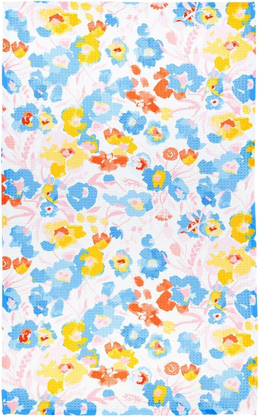 Modern Style Premium Kitchen Tea Towel Super Absorbent Fast Drying Microfiber Watercolor Wildflowers