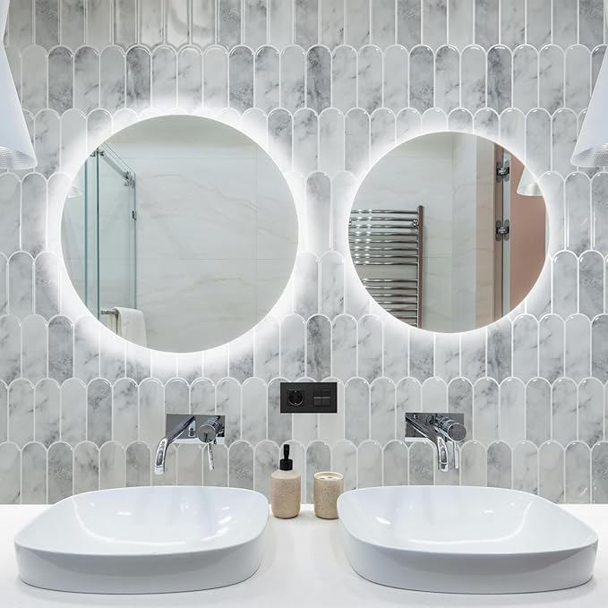 Art3d 12 x 12 Inch Heavy-Duty Peel and Stick Backsplash, Self-adhesive Wall Tiles for Kitchen Bathroom Decor, 10-Pack Gray Marble