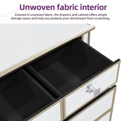DWVO Gold 5 Drawers Dressers for Bedroom, 35" Accent Chest with Drawers