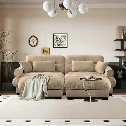 SoarFlash Modern Sofa Couches for Living Room, Small Sectional Sofa Set with Reversible Chaise, Sleeper Sofas and Modular Couch Function, Suitable for Small Spaces in Apartment, Brown