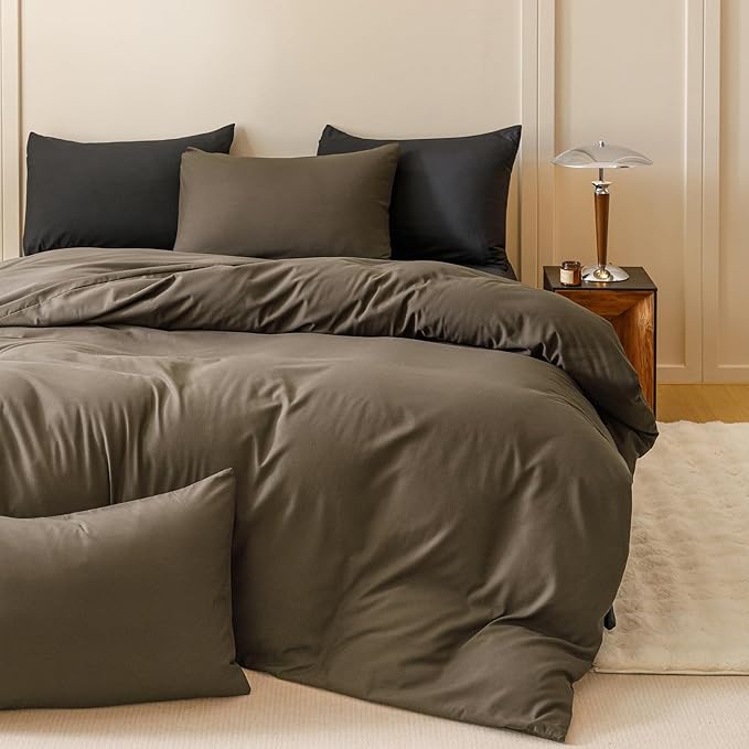 CLOTHKNOW Chestnut Brown Twin/Twin XL Comforter Set 3Pcs Brown Bedding Comforter Sets Mocha Coffee Comforter Soft Dark Brown Comforter with 2 x Pillow Cases