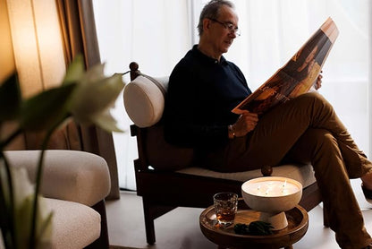 BLUEME Nostalgia - Bergamot & Musk, Luxury Candle w/Essential Oils, 3 Wick, Hand-Poured Soy, Cotton Wick, Ceramic