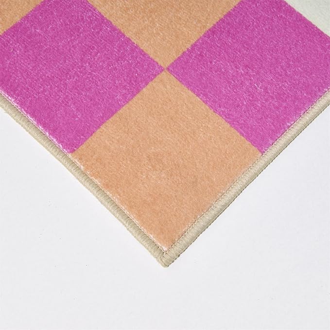 Multicolored Checkerboard Nursery Rug Washable Ultra Thin Retro Funky Aesthetic Cute 5x7 Area Rugs for Living Room Bedroom Kitchen Entryway Dorm, Pastel Colorful Checkered Geometric Carpet