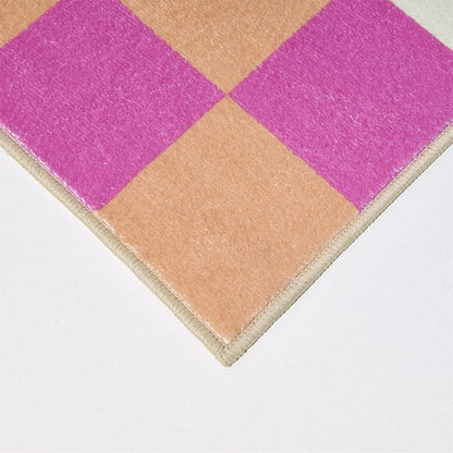 Multicolored Checkerboard Nursery Rug Washable Ultra Thin Retro Funky Aesthetic Cute 5x7 Area Rugs for Living Room Bedroom Kitchen Entryway Dorm, Pastel Colorful Checkered Geometric Carpet