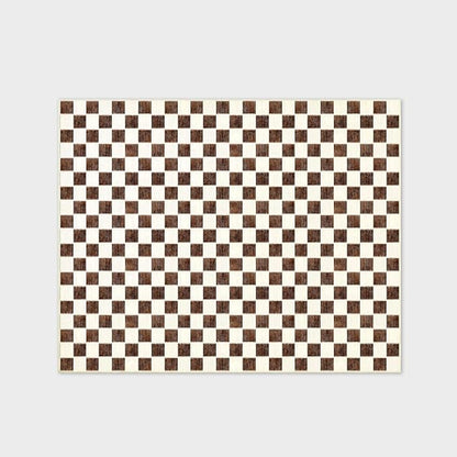 EVERGRACE Checkered Plaid Area Rug 8x10, Soft Fuzzy Faux Wool Rugs Washable Anti Slip Rugs Large Rug Carpet for Entryway Bedroom Living Room Hallway Kitchen Dining Room and Laundry Room, Dark Brown