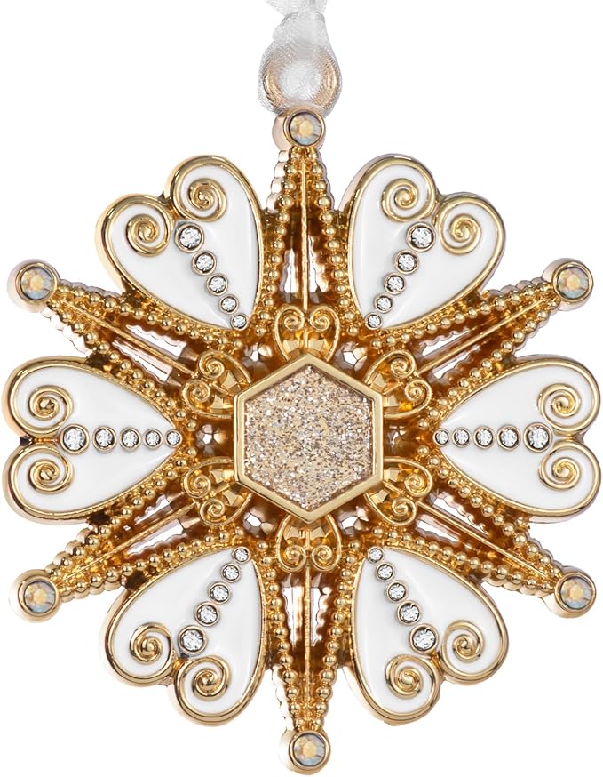2023 Christmas Tree Star Snowflake Ornament Metal Silver Hanging Charm Holiday Decorative Pendant Gift Keepsake (Golden)