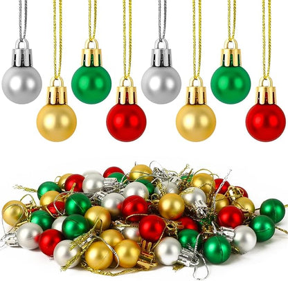 Jansun 60PCS Christmas Mini Balls Ornaments Miniature Xmas Tree Hanging Decorations Small Vintage Glitter Balls for Holiday Party Outdoor Indoor DIY Craft Decor Supplies (Matte Surface)
