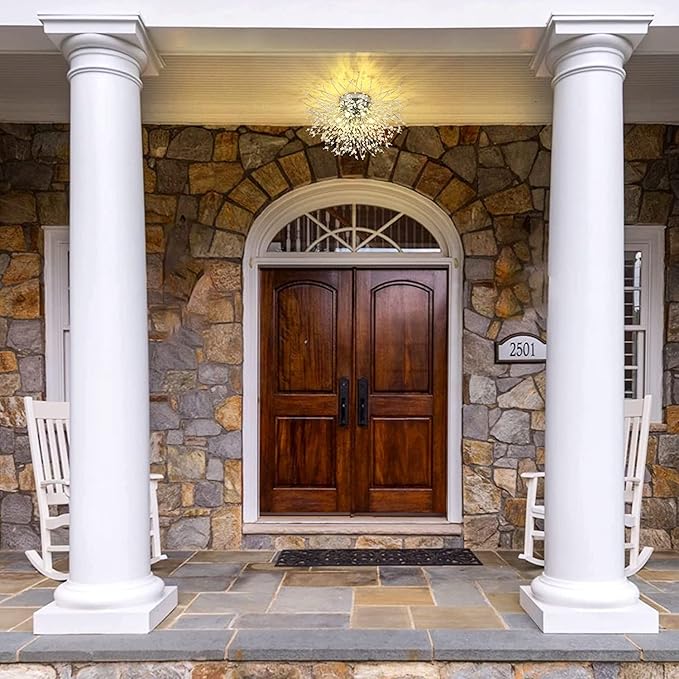 HMVPL Crystal Sputnik Firework Close to Ceiling Light, Modern LED Lamp for Bedroom, Kitchen, Island, Entryway, Hallway, Foyer