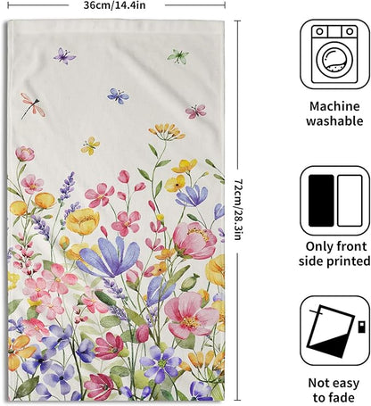 Spring Floral Dish Towels Set of 2 Colorful Decorative Kitchen Towels Absorbent Holiday Tea Towels