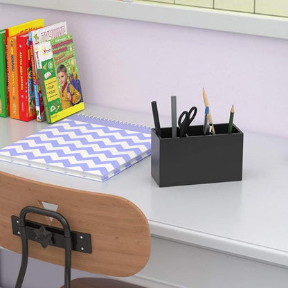 NIUBEE Acrylic Pen Holder 3 Compartments, Black Pencil Organizer Cup for Countertop Desk Accessory Storage